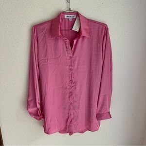 NWT Amazing Lace Pink Satin Shirt Dress